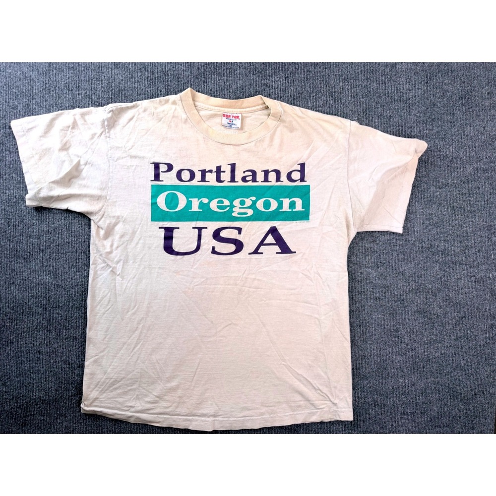 Vintage 1991 Portland Oregon USA T Shirt XL Off White Sof Tee Made in USA 90s